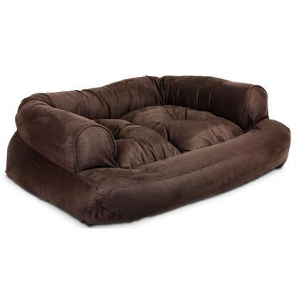 Snoozer Luxury Micro Suede Large Overstuffed Dog Pet Sofa, Hot Fudge Brown