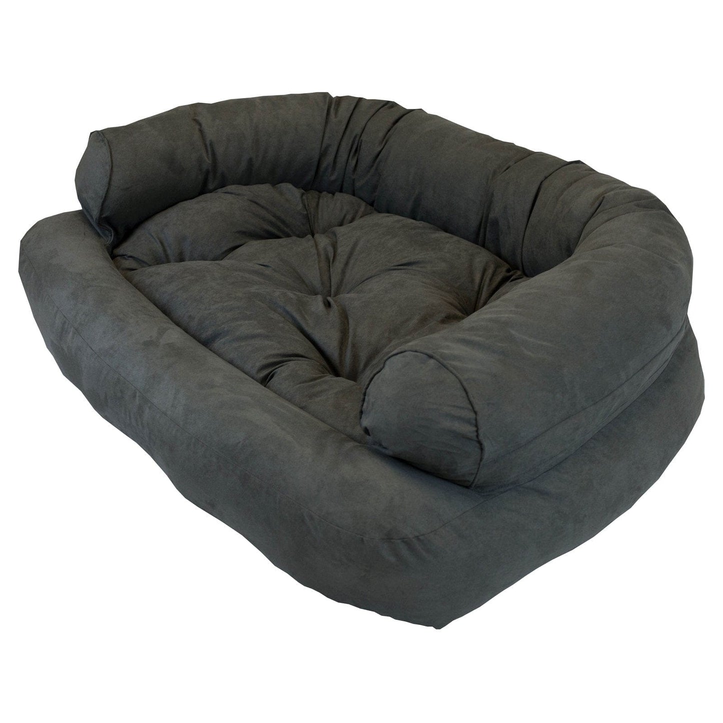 Snoozer Luxury Micro Suede Overstuffed Pet Sofa, Anthracite, Small, Black (14" L X 19" W X 8"H)