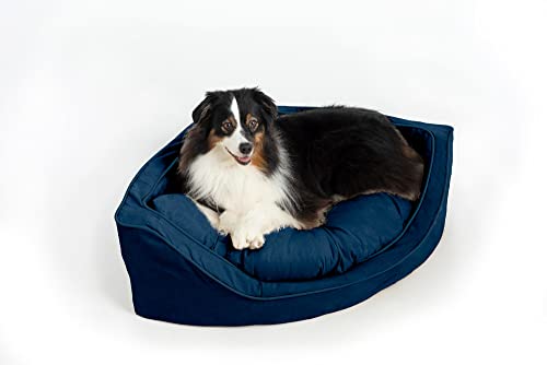 Snoozer Luxury Overstuffed Corner Dog Bed, Small - Sapphire (16 L x 16 W x 12H)