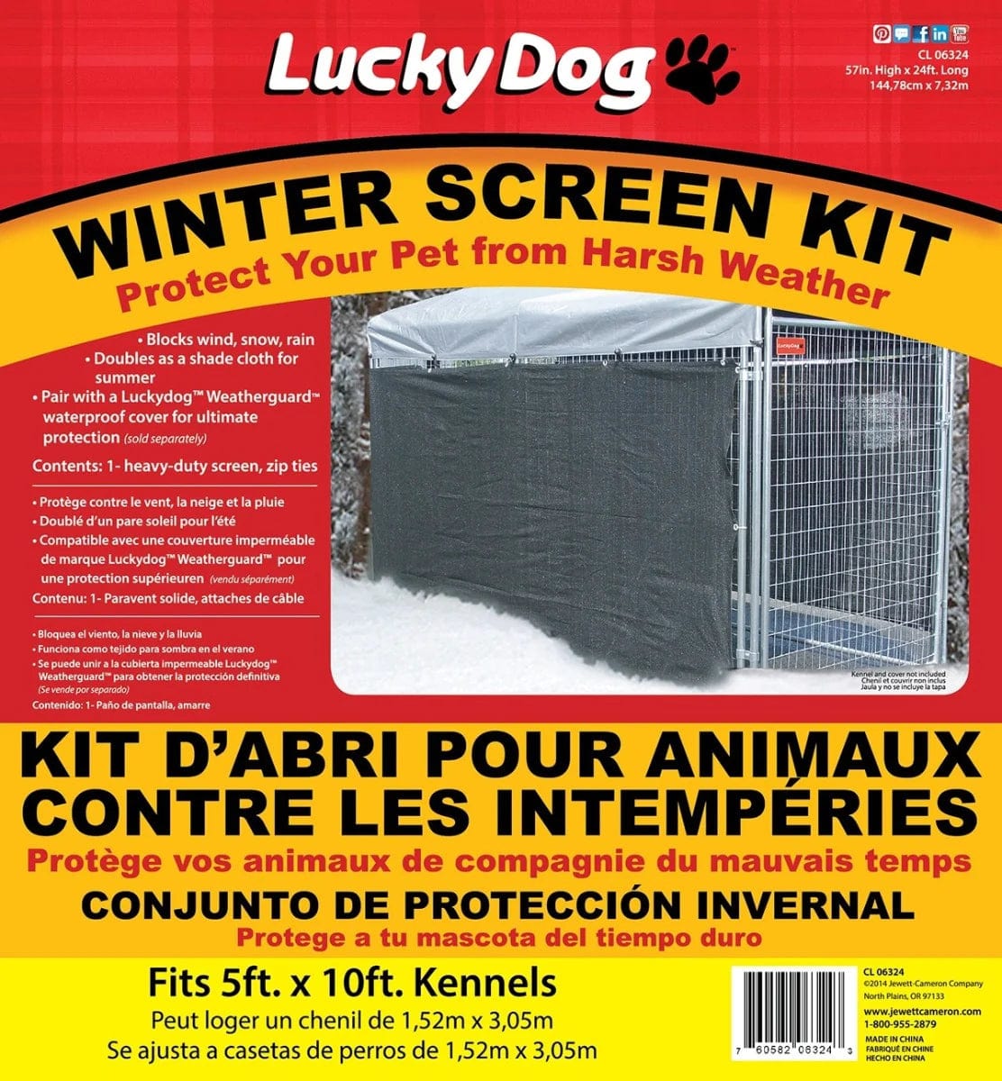 Lucky Dog Winter Screen Kit | 57in x 34ft | Outdoor Screen Cover For Kennel