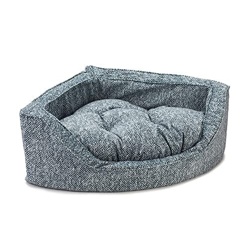 Snoozer Luxury Overstuffed Corner Dog Bed with Microsuede, Small - Palmer Indigo (16 L x 16 W x 12 H)