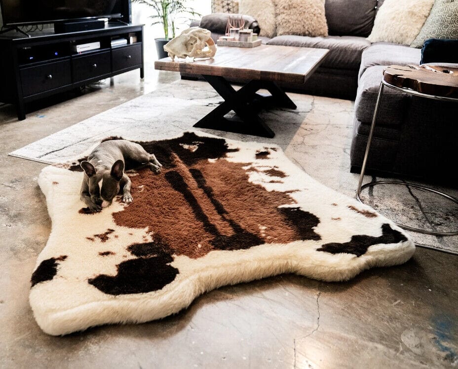 Paw Puprug Animal Print Memory Foam Dog Bed Brown Faux Cowhide - Large