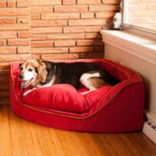 Snoozer Luxury Overstuffed Corner Dog Bed- Small - Red - (16 L x 16 W x 12 H)