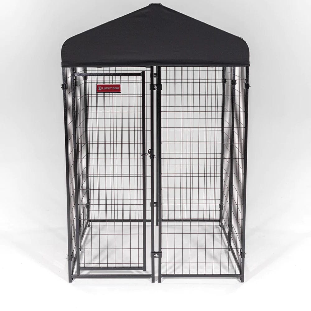 Lucky Dog STAY Series 4 x 4 x 6 Foot Black Roofed Steel Frame Studio Dog Kennel