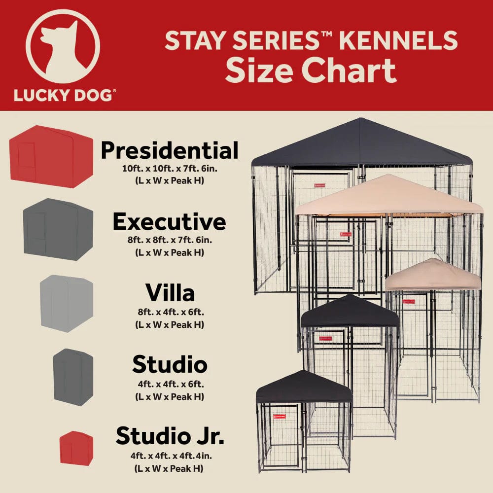 Lucky Dog STAY Series 4 x 8 x 6 Foot Black Roofed Steel Frame Villa Dog Kennel