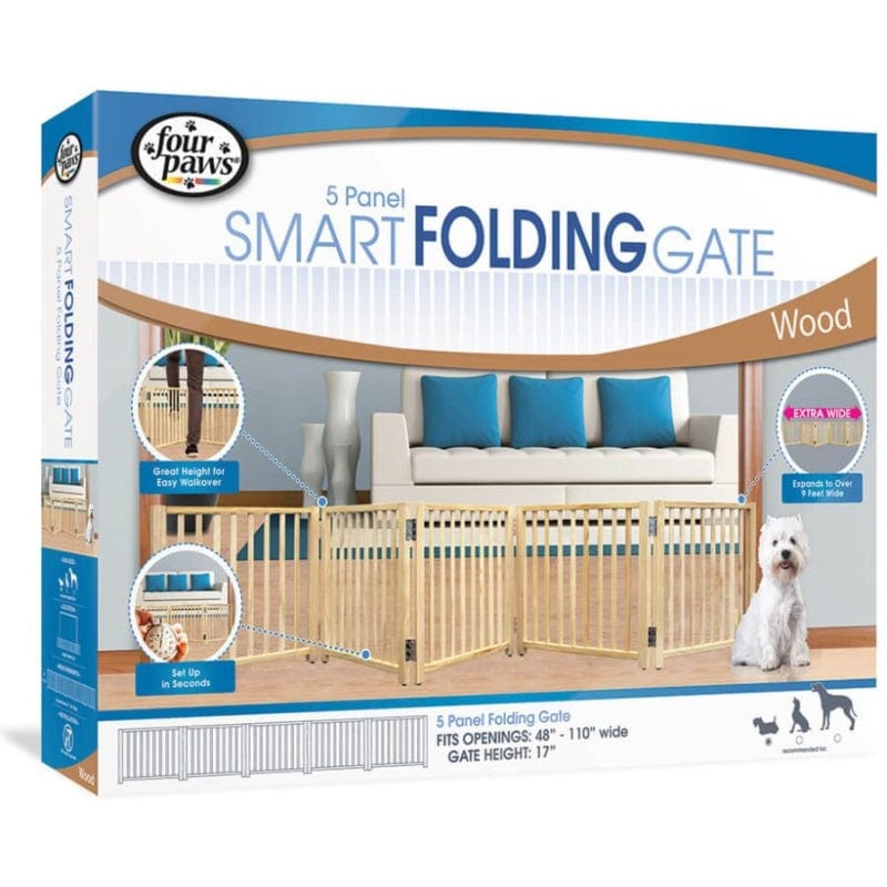 Four Paws Free Standing Walk Over Gate for Small Pets - 5 Panel (For openings 48"-110" Wide)