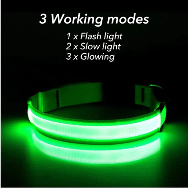 LED Adjustable Dog Collar Blinking Flashing Light up Glow Pets Safety Waterproof Media 4 of 25