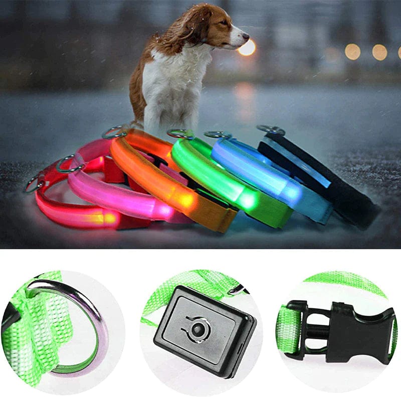 LED Adjustable Dog Collar Blinking Flashing Light up Glow Pets Safety Waterproof Media 3 of 25